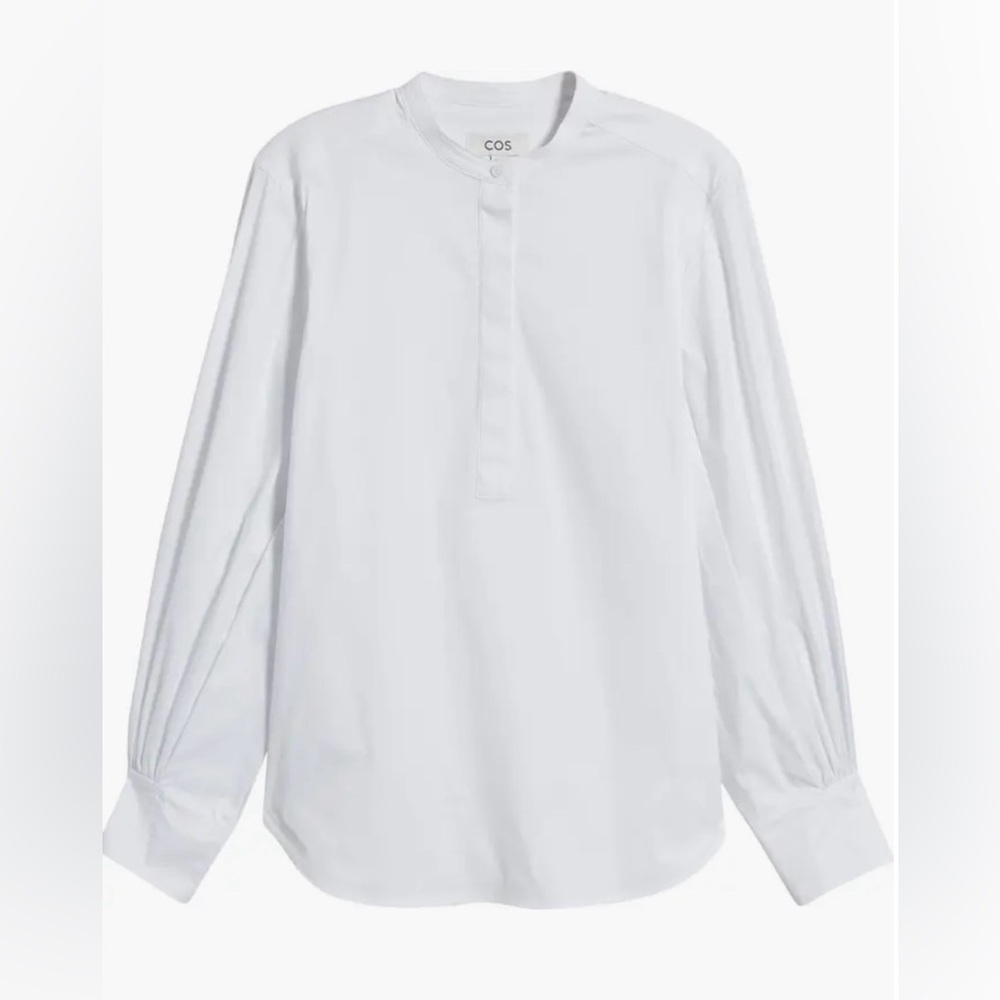 COS White Cotton Oversized Henley Size 2